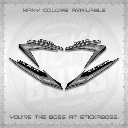 CLICK 125 V3 STOCK DECALS (NEW 2023 DESIGN)STICKER DECALS By STICKABOSS