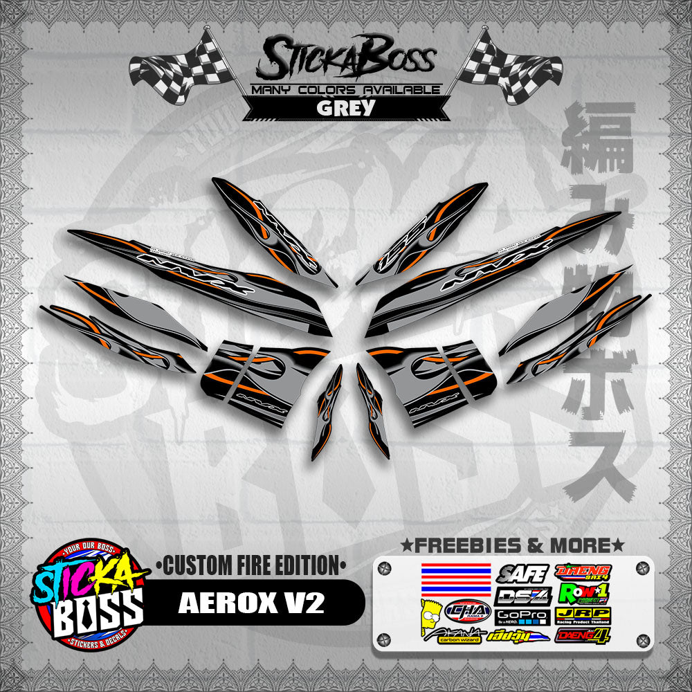 AEROX V2 DECALS ( CUSTOM FIRE EDITION )【WITH FREEBIES】