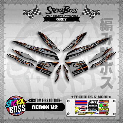 AEROX V2 DECALS ( CUSTOM FIRE EDITION )【WITH FREEBIES】