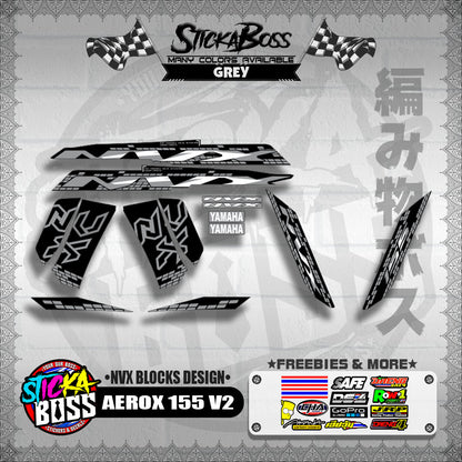 AEROX 155 V2 DECALS ( NVX BLOCKS DESIGN )【WITH FREEBIES】