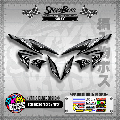 CLICK 125 V2 DECALS ( VARIO BLAZE DESIGN )【WITH FREEBIES】