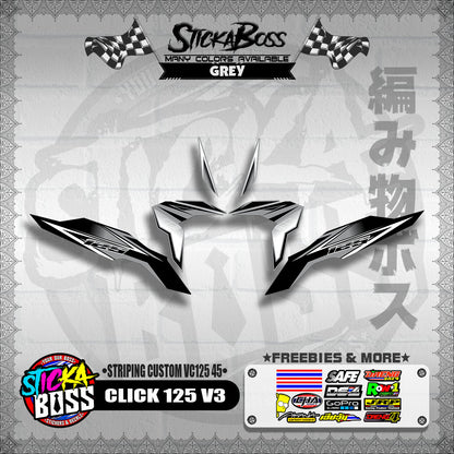 CLICK 125 V3 DECALS ( STRIPING CUSTOM VC125 45 )【WITH FREEBIES】
