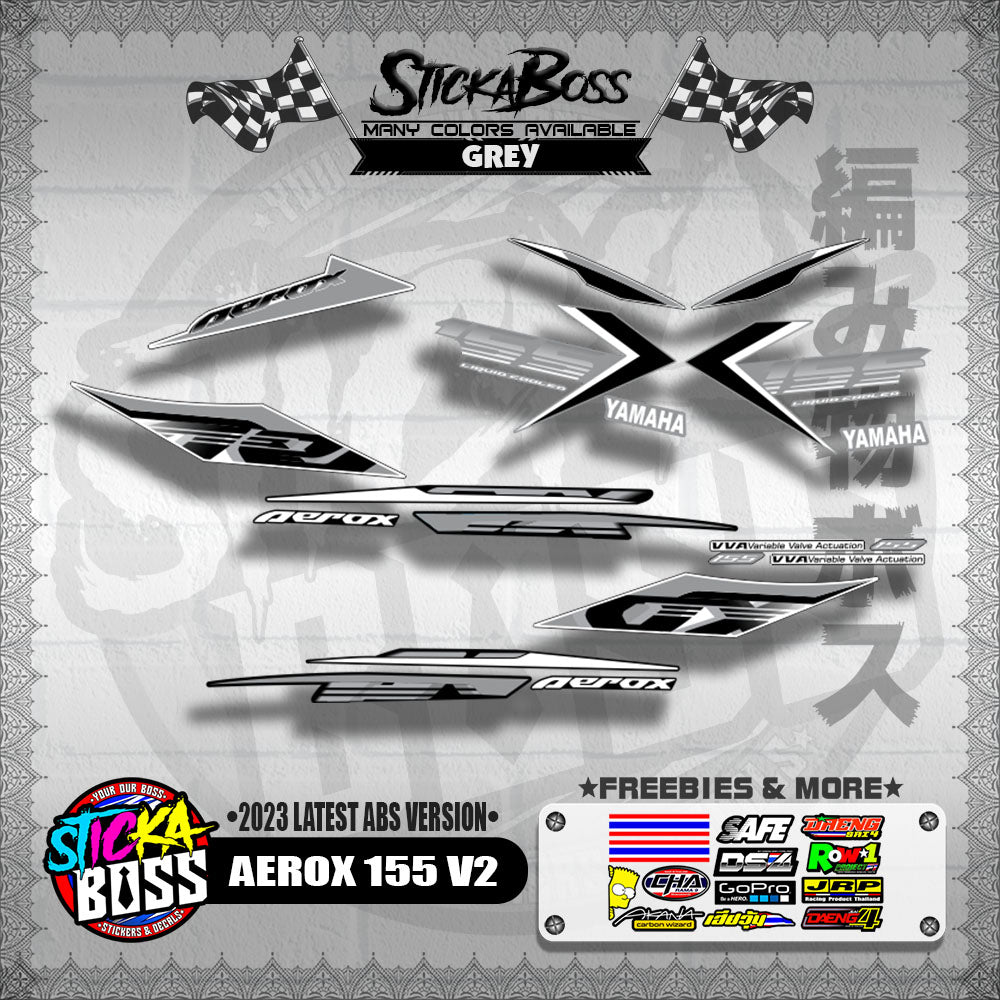 AEROX 155 V2 DECALS ( 2023 LATEST ABS VERSION ) [ PREMIUM GLOSSY LAMINATED ]【WITH FREEBIES】