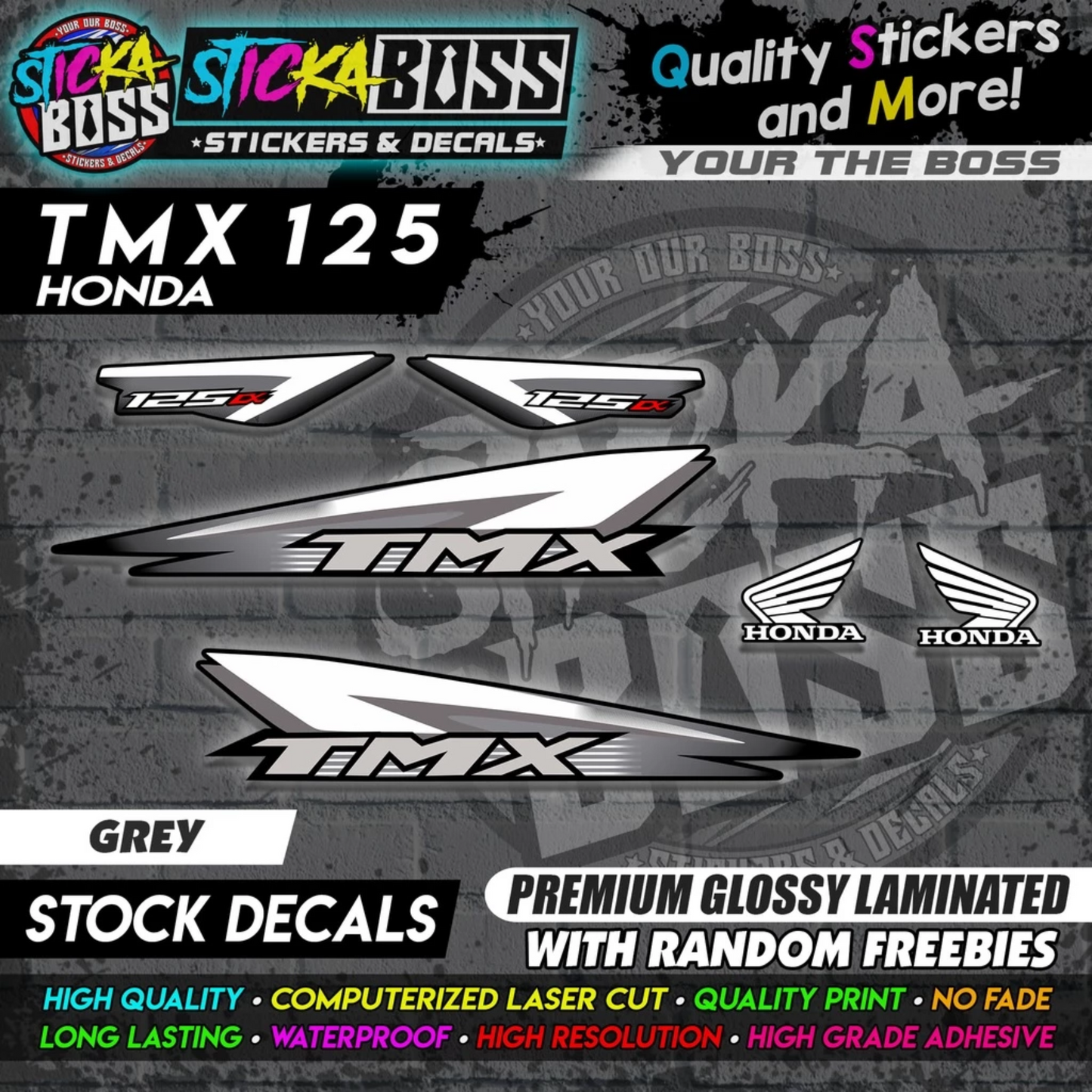 Honda TMX 125 Alpha (Stock Decals)【PREMIUM GLOSSY LAMINATED】