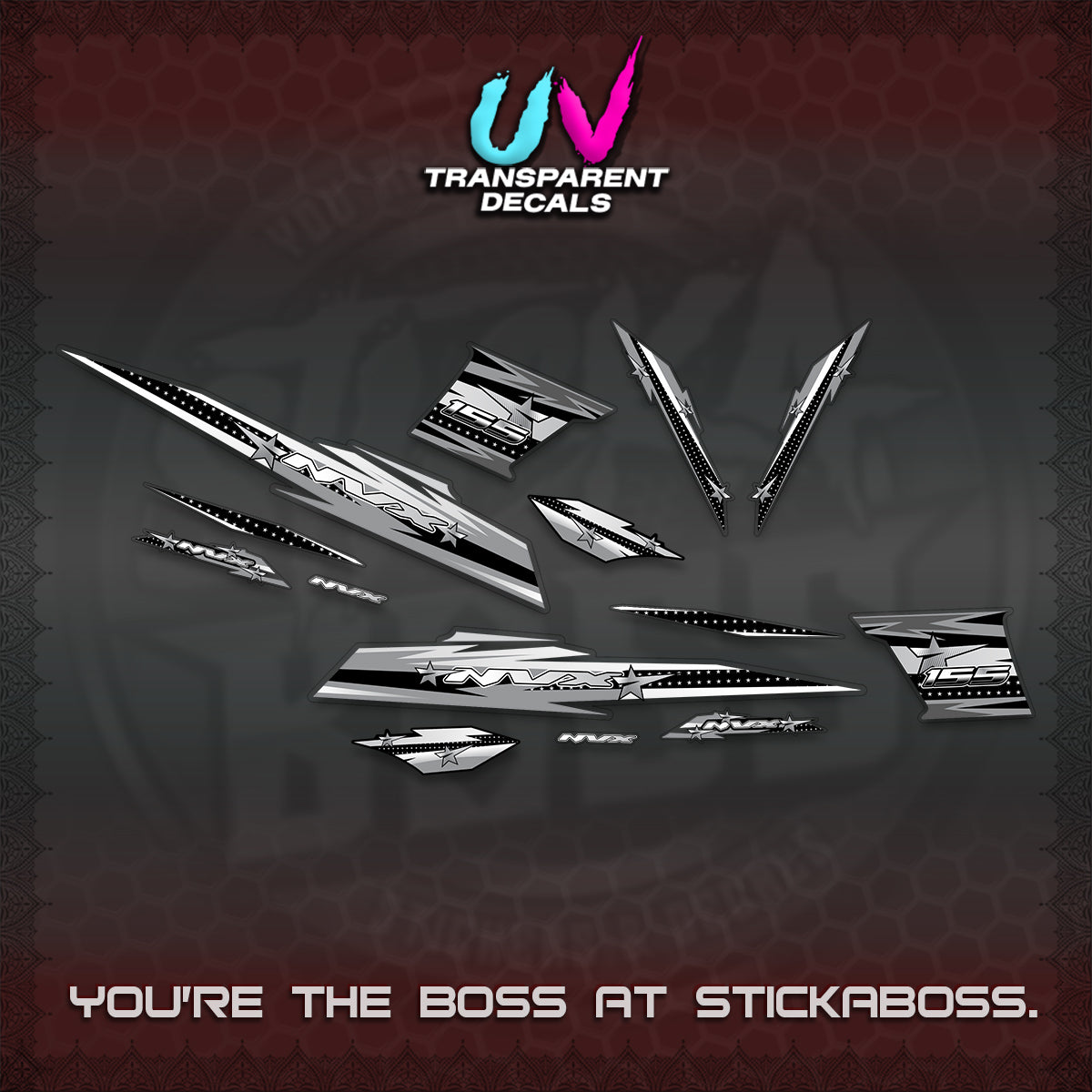 AEROX V2 UV TRANSPARENT DECALS (2026 INDO STAR 001) STICKER KITS BY STICKABOSS
