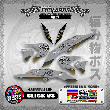 CLICK V3 STICKER DECALS ( ARTE SILVIA S15 )【WITH FREEBIES】