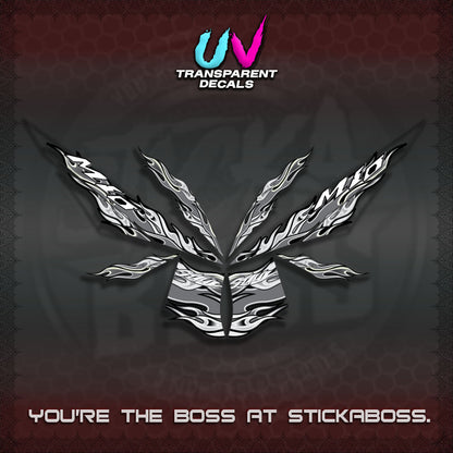 【PREMIUM UV PRINT】TRANSPARENT MIO 4  DECALS (FIRE CUSTOM 3 DESIGN)STICKER DECALS By STICKABOSS