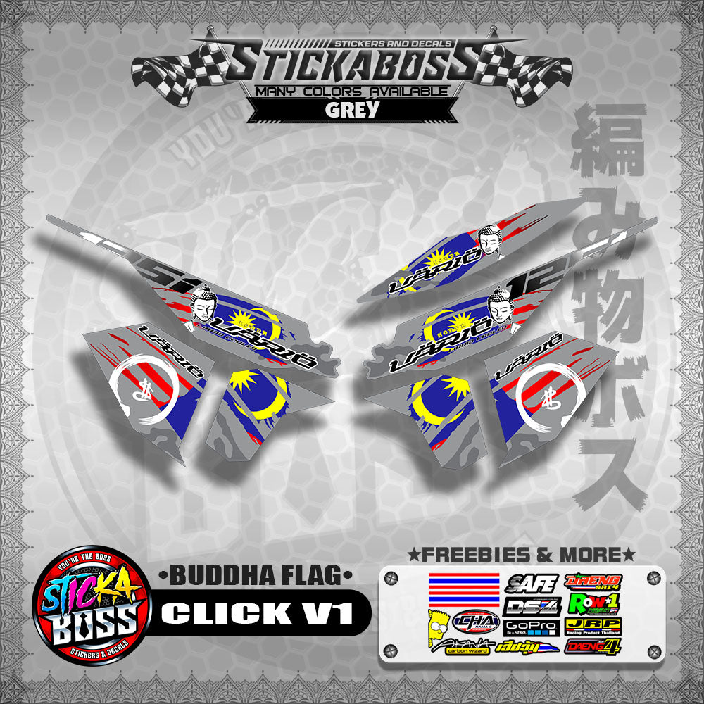 CLICK V1 MALAYSIAN STICKER DECALS ( BUDDHA FLAG )【WITH FREEBIES】