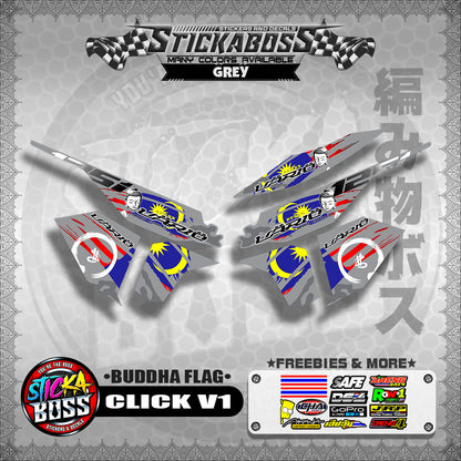 CLICK V1 MALAYSIAN STICKER DECALS ( BUDDHA FLAG )【WITH FREEBIES】