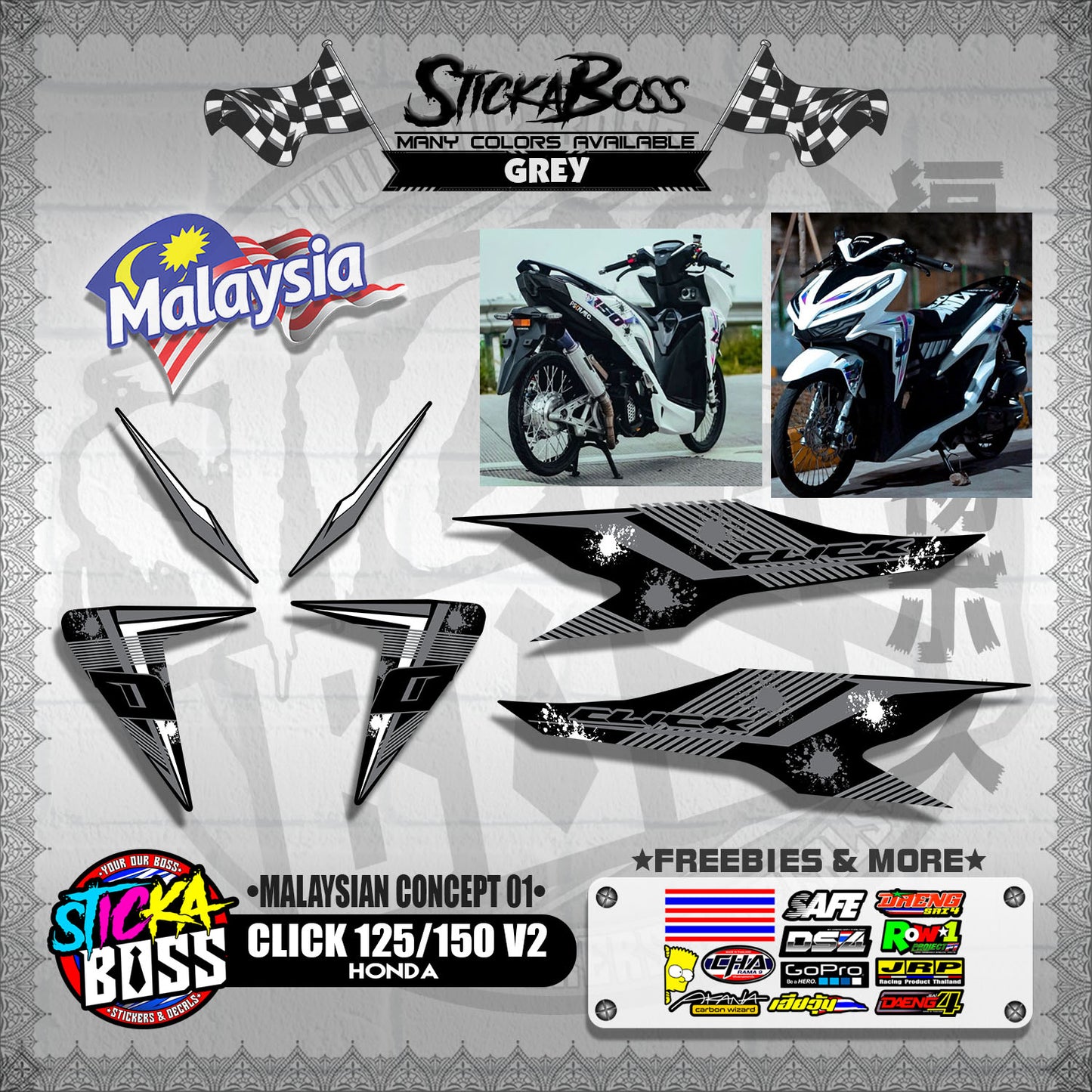 CLICK 125 / 150 V2 DECALS ( MALAYSIAN CONCEPT 01 )【WITH FREEBIES】