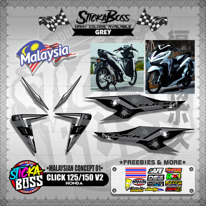 CLICK 125 / 150 V2 DECALS ( MALAYSIAN CONCEPT 01 )【WITH FREEBIES】