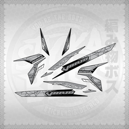 CLICK 125 V3 VARIO STYLIZED TEXT DESIGN STICKER DECALS By STICKABOSS (SOFIE LAMINATED WATERPROOF)