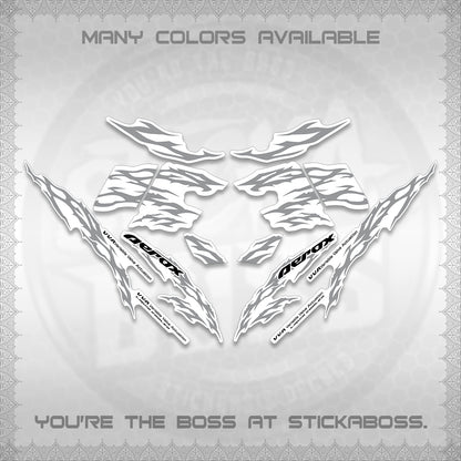 AEROX 155 V2 FOR WHITE DECALS (2026 TRIBAL LIGHTNING DESIGN) STICKER KITS BY STICKABOSS