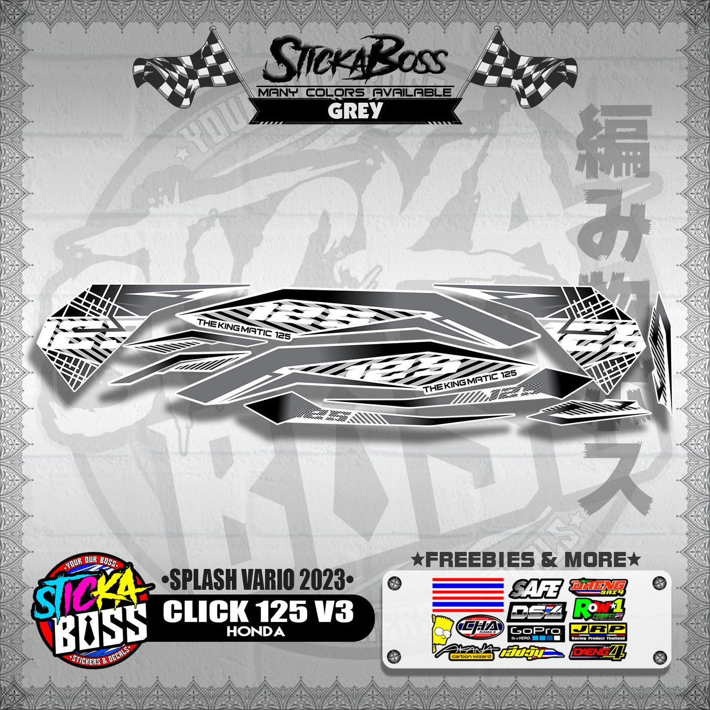 CLICK 125 V3 STOCK DECALS ( SPLASH VARIO 2023 )【WITH FREEBIES】