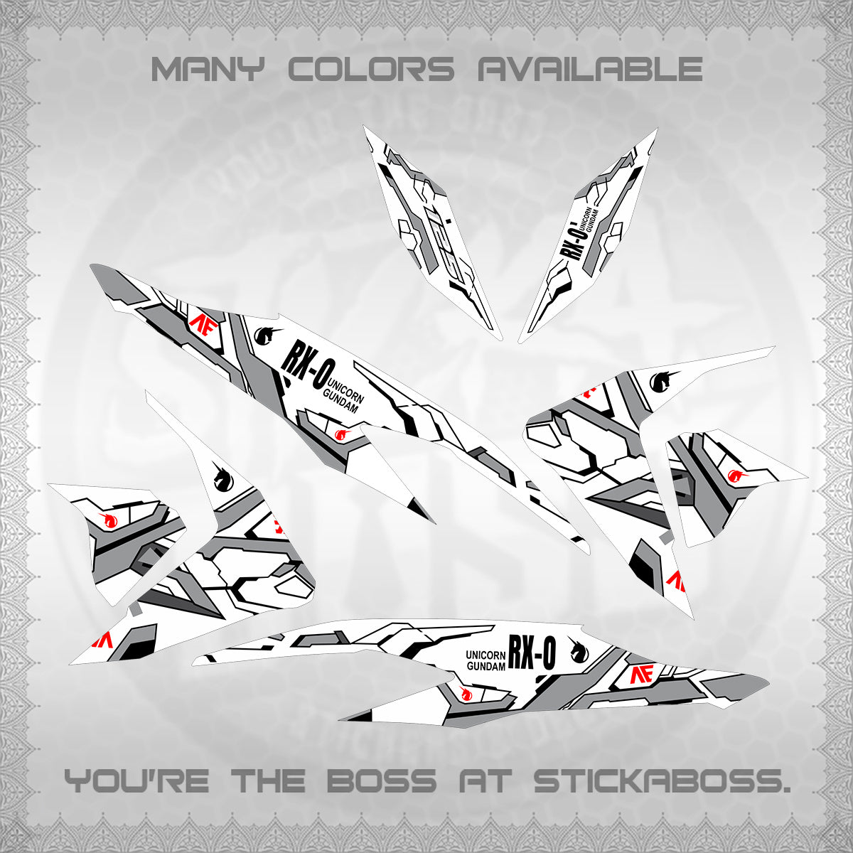 CLICK V2 FOR WHITE VARIO DECALS (RX-O UNICORN GD)STICKER DECALS By STICKABOSS