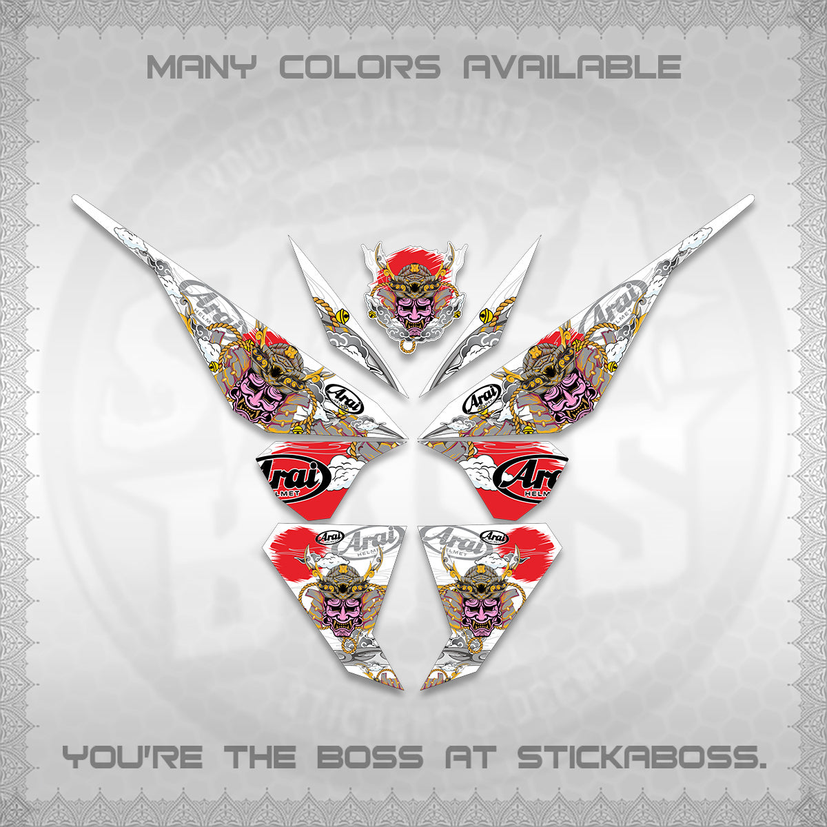 CLICK 125 V1 VARIO FOR WHITE DECALS (2026 NEW SAMURAI MOTIF) STICKER KITS BY STICKABOSS