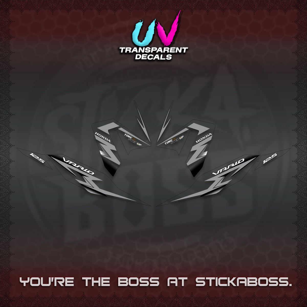 CLICK 125 V4 VARIO UV TRANSPARENT DECALS (2026 VR0006 DESIGN) STICKER KITS BY STICKABOSS