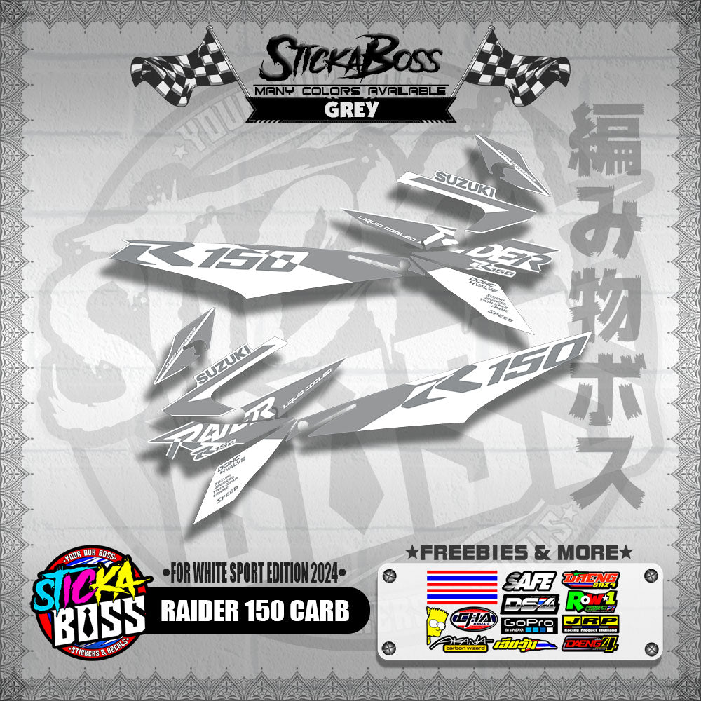 RAIDER 150 CARB DECALS ( FOR WHITE SPORT EDITION 2024 )【WITH FREEBIES】