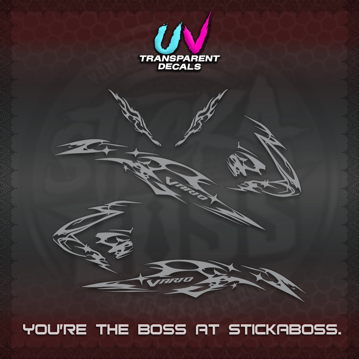 CLICK 125 V3 VARIO UV TRANSPARENT DECALS (2026 T1 LIGHTNING DESIGN) STICKER KITS BY STICKABOSS