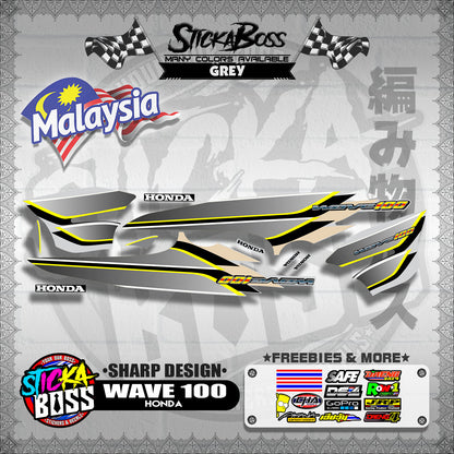 HONDA WAVE 100 MALAYSIAN DECALS ( SHARP DESIGN )【WITH FREEBIES】