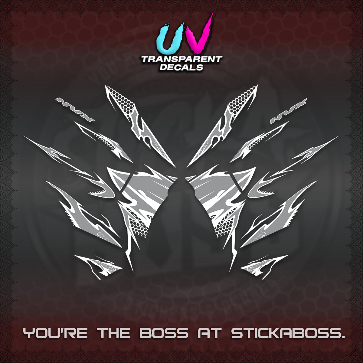 AEROX 155 V2 UV TRANSPARENT (VIETNAM STYLE-1 SPOT) FOR DARK COLORED COVER DECALS By STICKABOSS