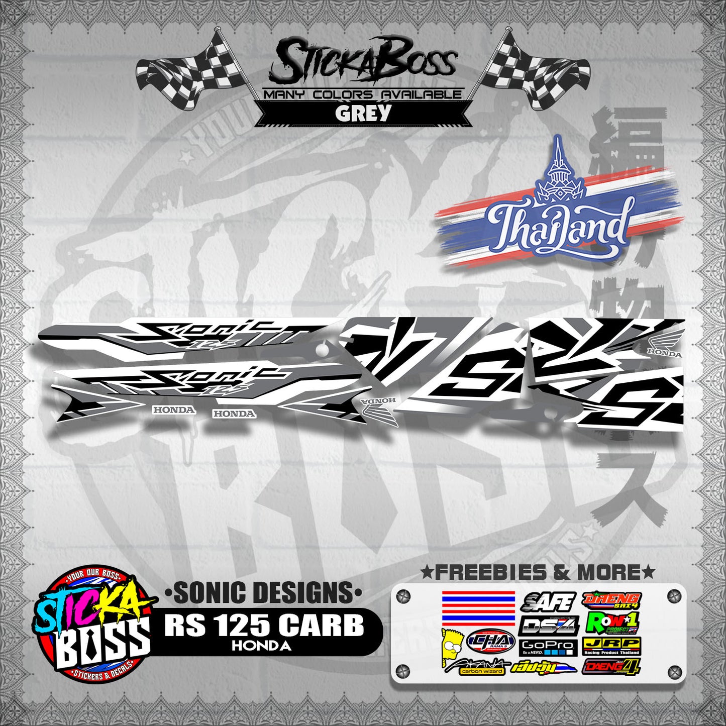 RS 125 CARB THAI DECALS ( SONIC DESIGNS )【WITH FREEBIES】