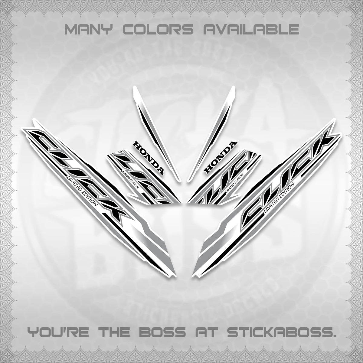 CLICK 125 V3 INDO FOR WHITE DECALS (2024 SV 13-A2 STYLE) STICKER KITS By STICKABOSS
