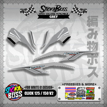 CLICK 125 / 150 V2 DECALS ( FOR WHITE 01 DESIGN )【WITH FREEBIES】
