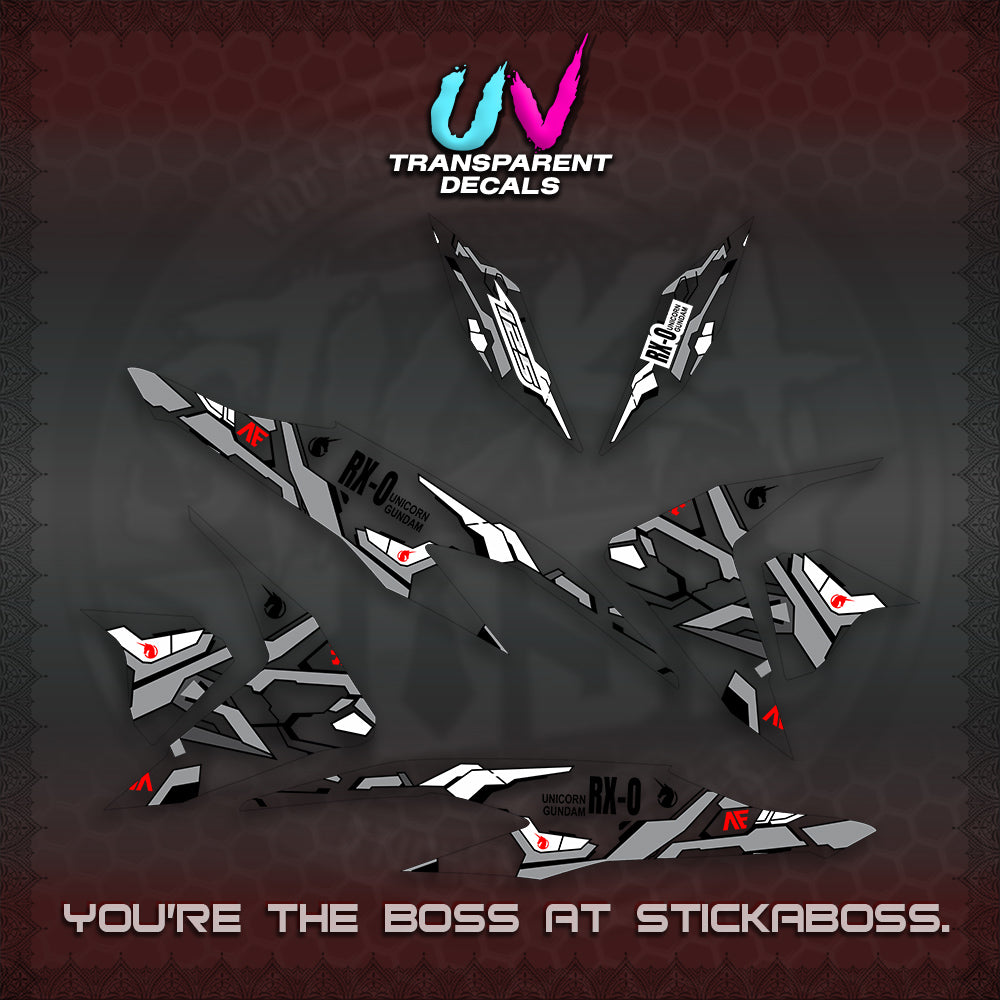 CLICK V2 UV TRANSPARENT VARIO DECALS (RX-O UNICORN GD)STICKER DECALS By STICKABOSS