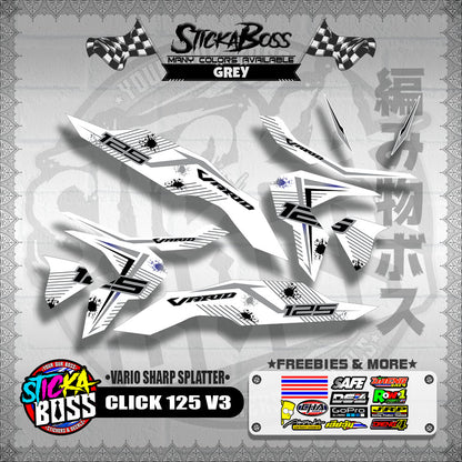 CLICK 125 V3 DECALS ( FOR WHITE VARIO SHARP SPLATTER )【WITH FREEBIES】