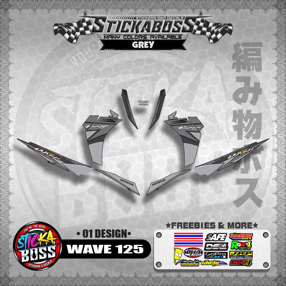 Honda Wave Dash 125 Stock Decals (01 Design)【WITH FREEBIES】Malaysia Concept