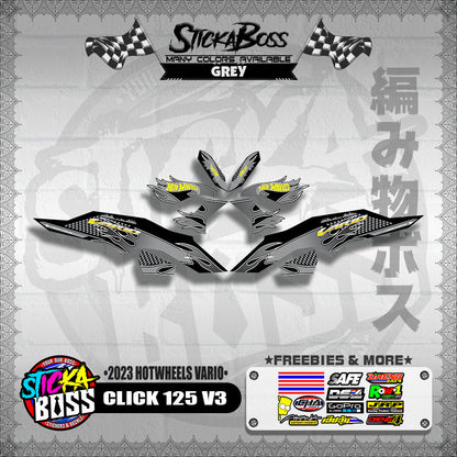 CLICK 125 V3 DECALS ( 2023 HOTWHEELS VARIO )【WITH FREEBIES】