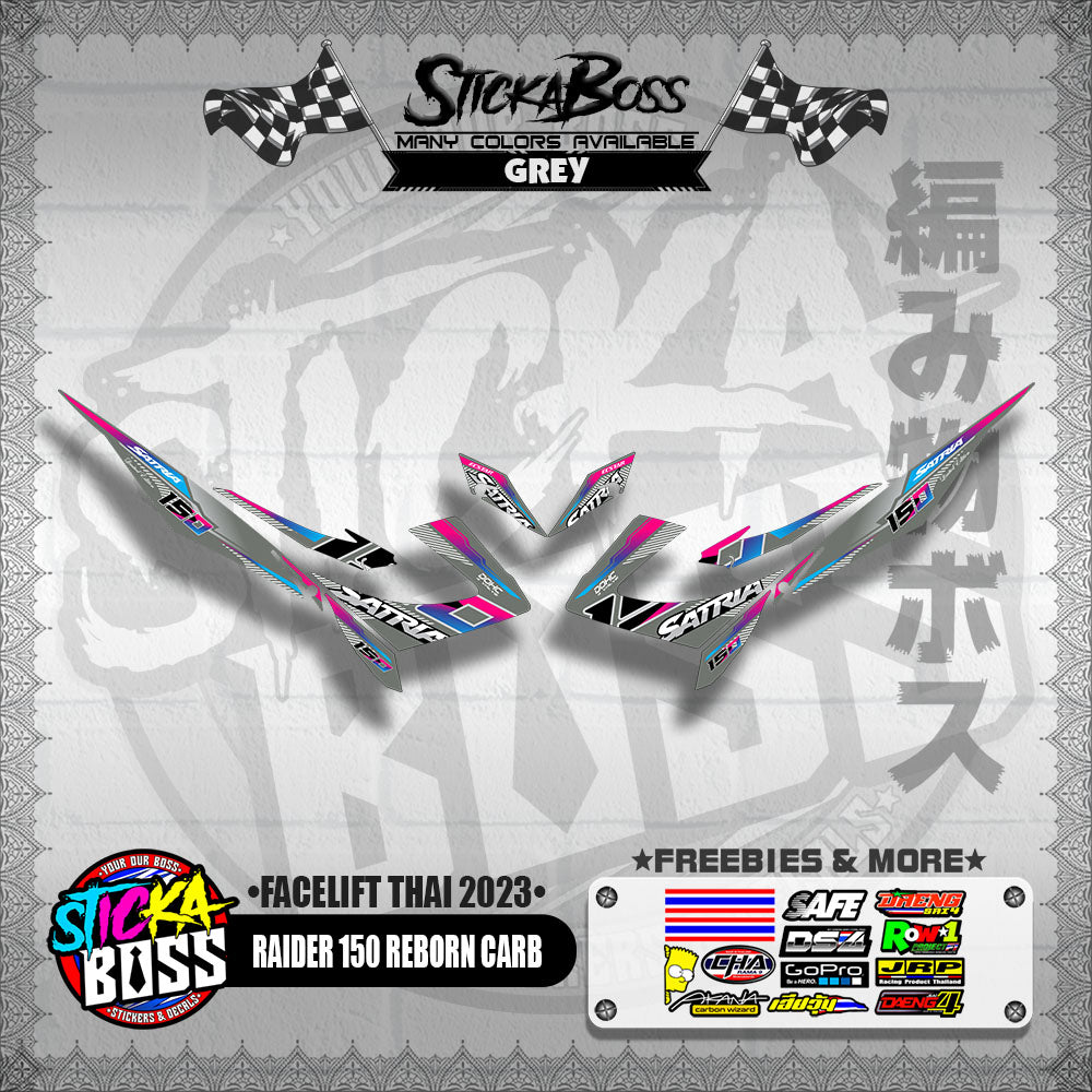 RAIDER 150 REBORN CARB DECALS ( FACELIFT THAI 2023 )【WITH FREEBIES】
