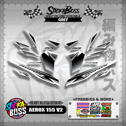 AEROX 155 V2 DECALS ( FOR WHITE MALAYSIAN CUSTOM 003 )【WITH FREEBIES】