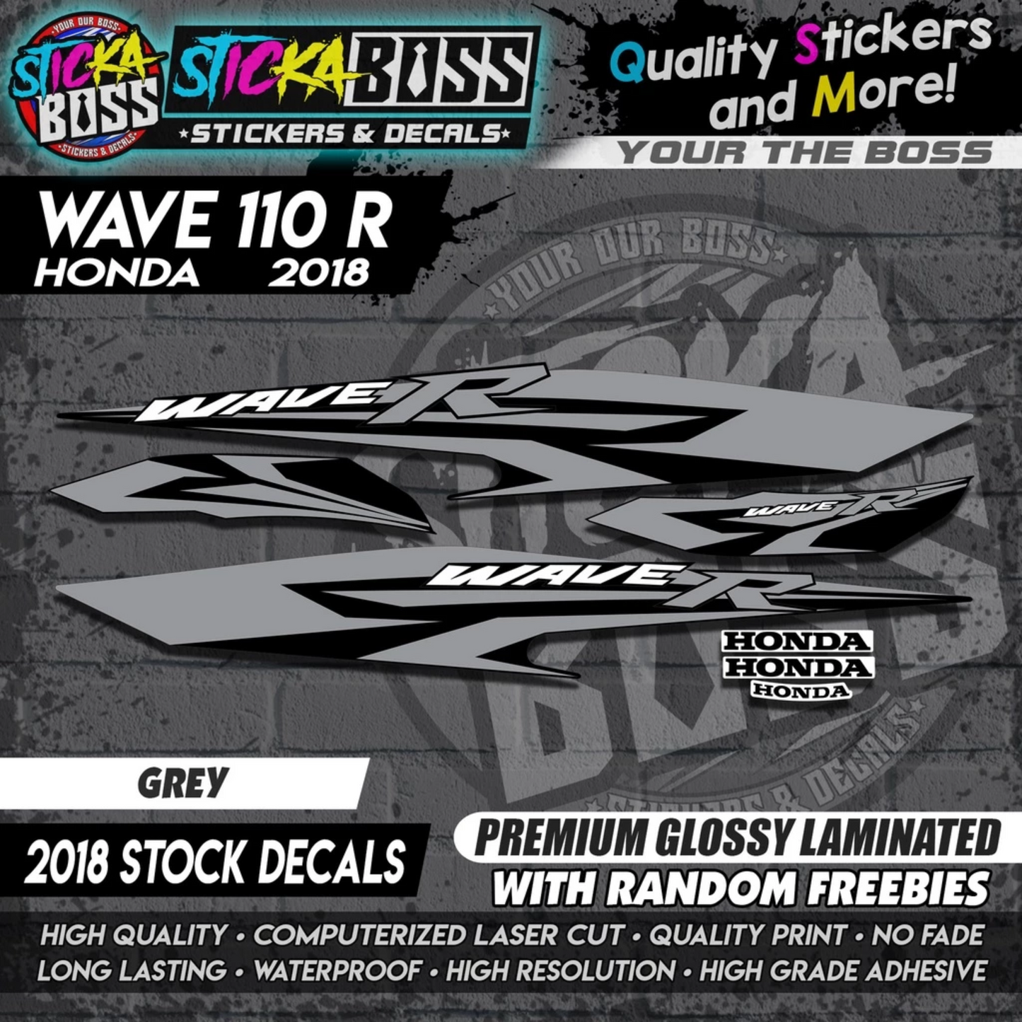 Wave 110 R (2018 Stock Decals)【PREMIUM GLOSSY LAMINATED】