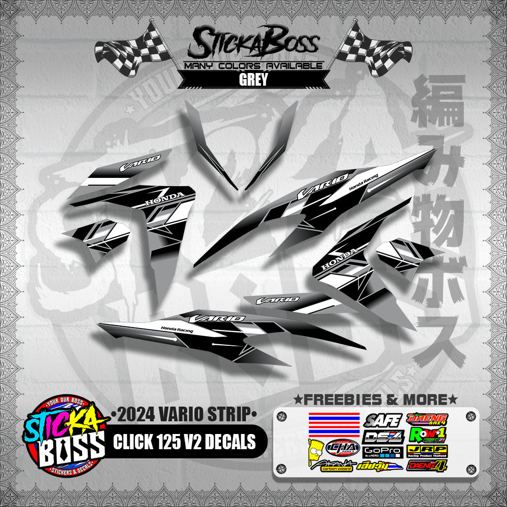 CLICK 125 V2 DECALS ( 2024 VARIO STRIP )【WITH FREEBIES】
