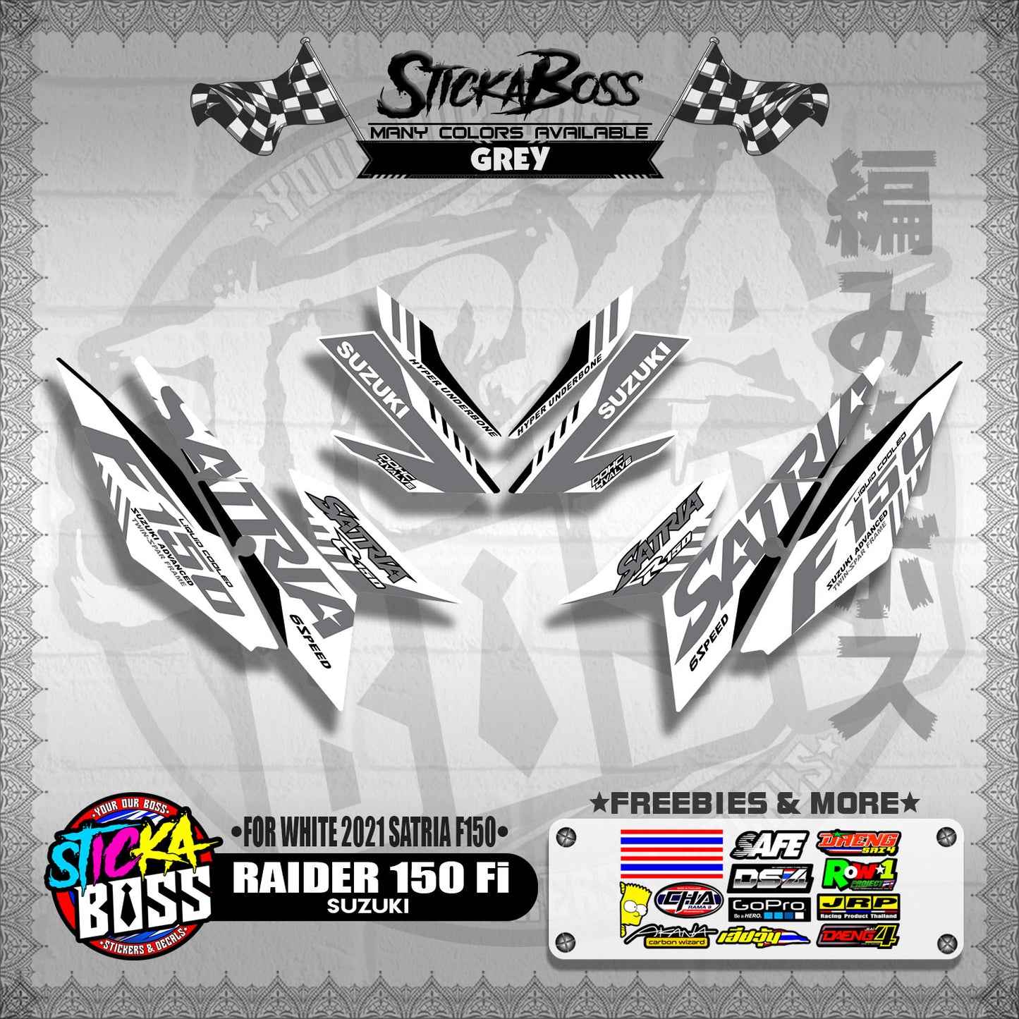 RAIDER 150 Fi DECALS ( FOR WHITE 2021 SATRIA F150 )【WITH FREEBIES】