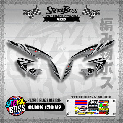 CLICK 150 V2 DECALS ( VARIO BLAZE DESIGN )【WITH FREEBIES】
