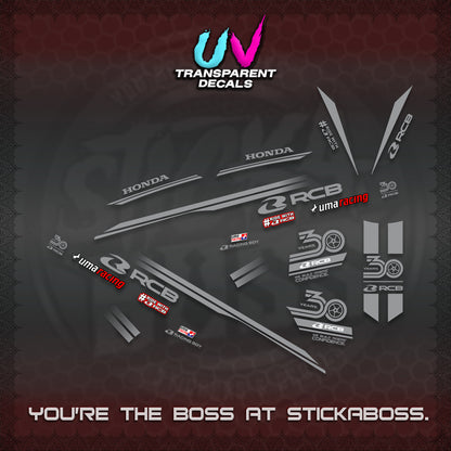 CLICK 125 V2 UV TRANSPARENT DECALS (2026 30TH ANNIVERSARY RACING DESIGN) STICKER DECALS By STICKABOSS