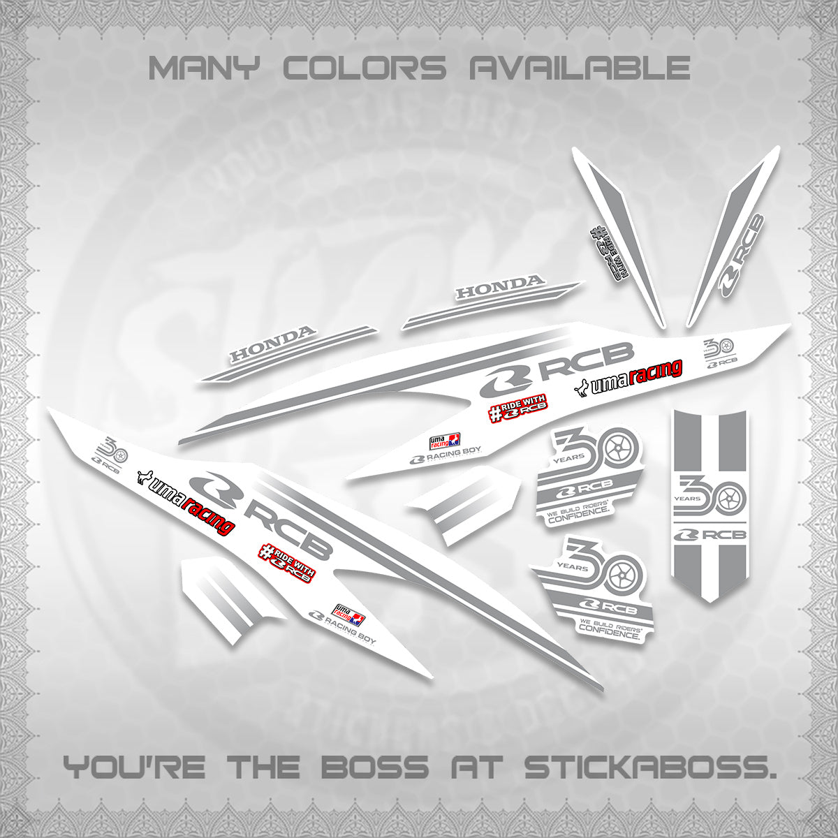 CLICK 125 V2 FOR WHITE DECALS (2026 30TH ANNIVERSARY RACING DESIGN) STICKER DECALS BY STICKABOSS