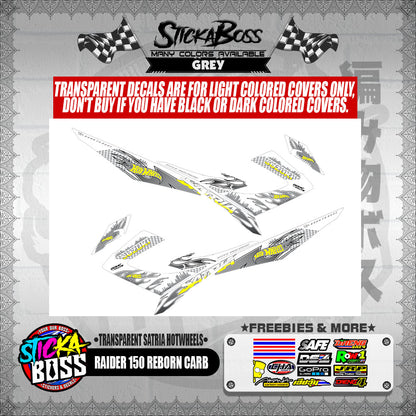 RAIDER 150 REBORN CARB DECALS ( TRANSPARENT SATRIA HOTWHEELS )【WITH FREEBIES】