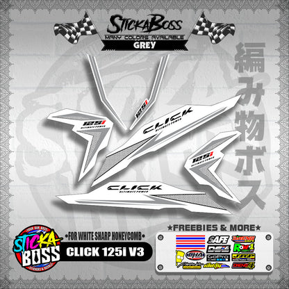 CLICK 125i V3 DECALS ( FOR WHITE SHARP HONEYCOMB )【WITH FREEBIES】