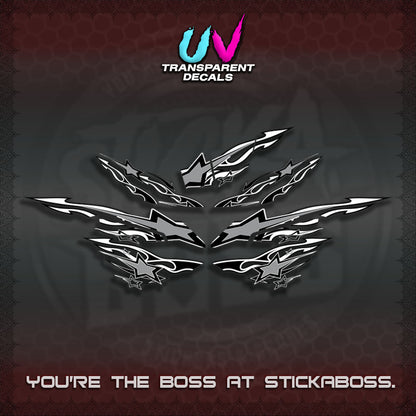 AEROX  V3 INDO UV TRANSPARENT DECALS(0005 RISING STAR)STICKER DECALS By STICKABOSS