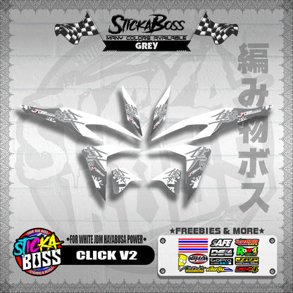 CLICK V2 DECALS ( FOR WHITE JDM HAYABUSA POWER ) [ PREMIUM GLOSSY LAMINATED ]【WITH FREEBIES】