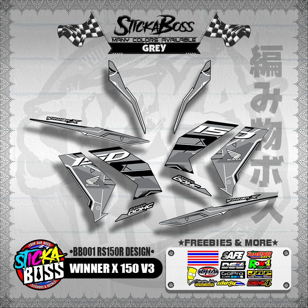 WINNER X 150 V3 DECALS ( BB001 RS150R DESIGN )【WITH FREEBIES】