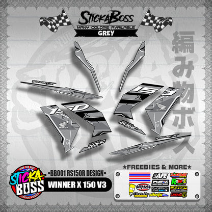 WINNER X 150 V3 DECALS ( BB001 RS150R DESIGN )【WITH FREEBIES】