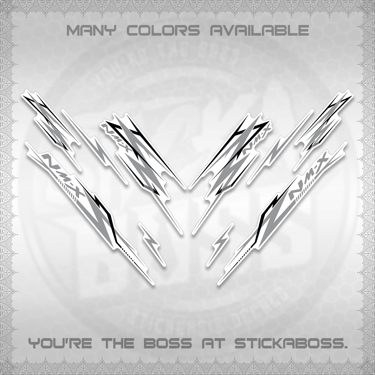 NMAX V2 FOR WHITE DECALS (2024 NM A8 STYLE) STICKER DECALS By STICKABOSS