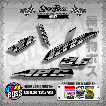 CLICK 125 V3 DECALS ( NEW VARIO VRD15 )[ PREMIUM GLOSSY LAMINATED ]【WITH FREEBIES】