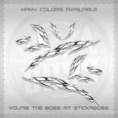 CLICK 125 V3 FOR WHITE DECALS (2026 TRIBAL LIGHTNING DESIGN) STICKER KITS BY STICKABOSS