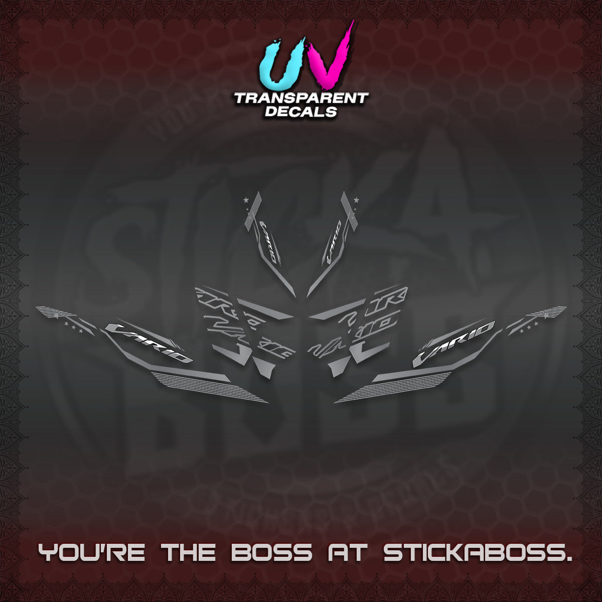 CLICK 125 V4 VARIO UV TRANSPARENT DECALS (2026 WHITE EDITION DESIGN) STICKER KITS By STICKABOSS